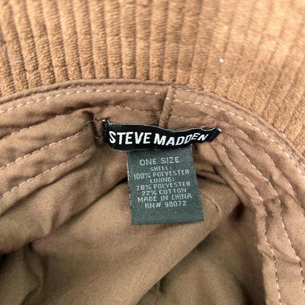 Steve Madden Brown Corduroy Bucket Hat Lined Solid Women's One Size